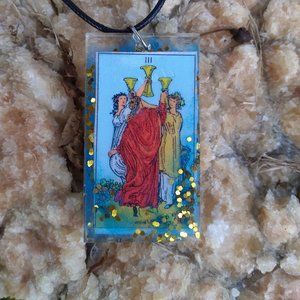 Three of Cups-Tiny Tarot Universal Waite Necklace